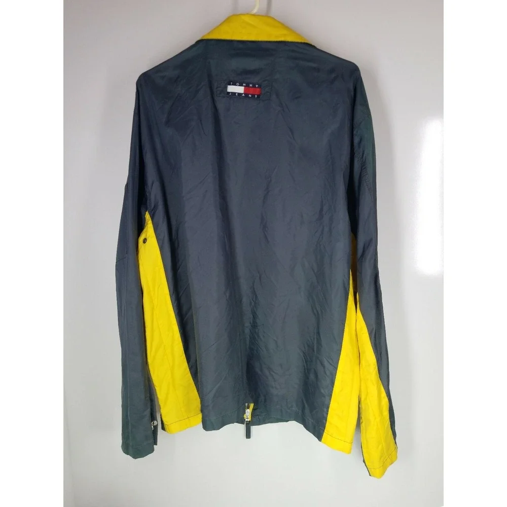 Tommy Jeans Jacket Men's Size Large Hilfiger Windbreaker Nylon Green & Yellow